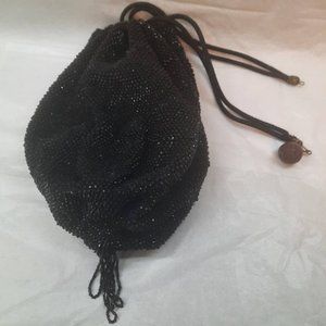 Antique deco flapper purse beaded drawstring tassel bottom
